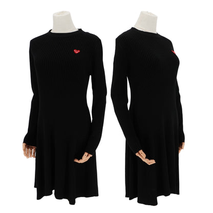 Vestido Comme des Garçons Play Vestido Ribbed Knit Dress Heart Logo Black