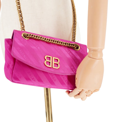Bolsa Balenciaga Satin Jacquard BB S Round Chain Rosa