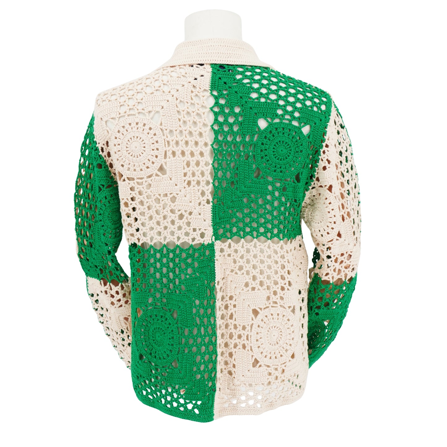 Camisa Bode Duotone Crochet Overshirt Green