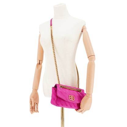Bolsa Balenciaga Satin Jacquard BB S Round Chain Rosa