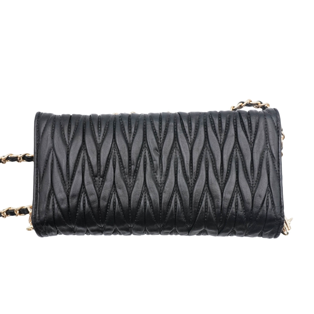 Clutch Miu Miu  Matelassé Vitello Leather Wallet on Chain
