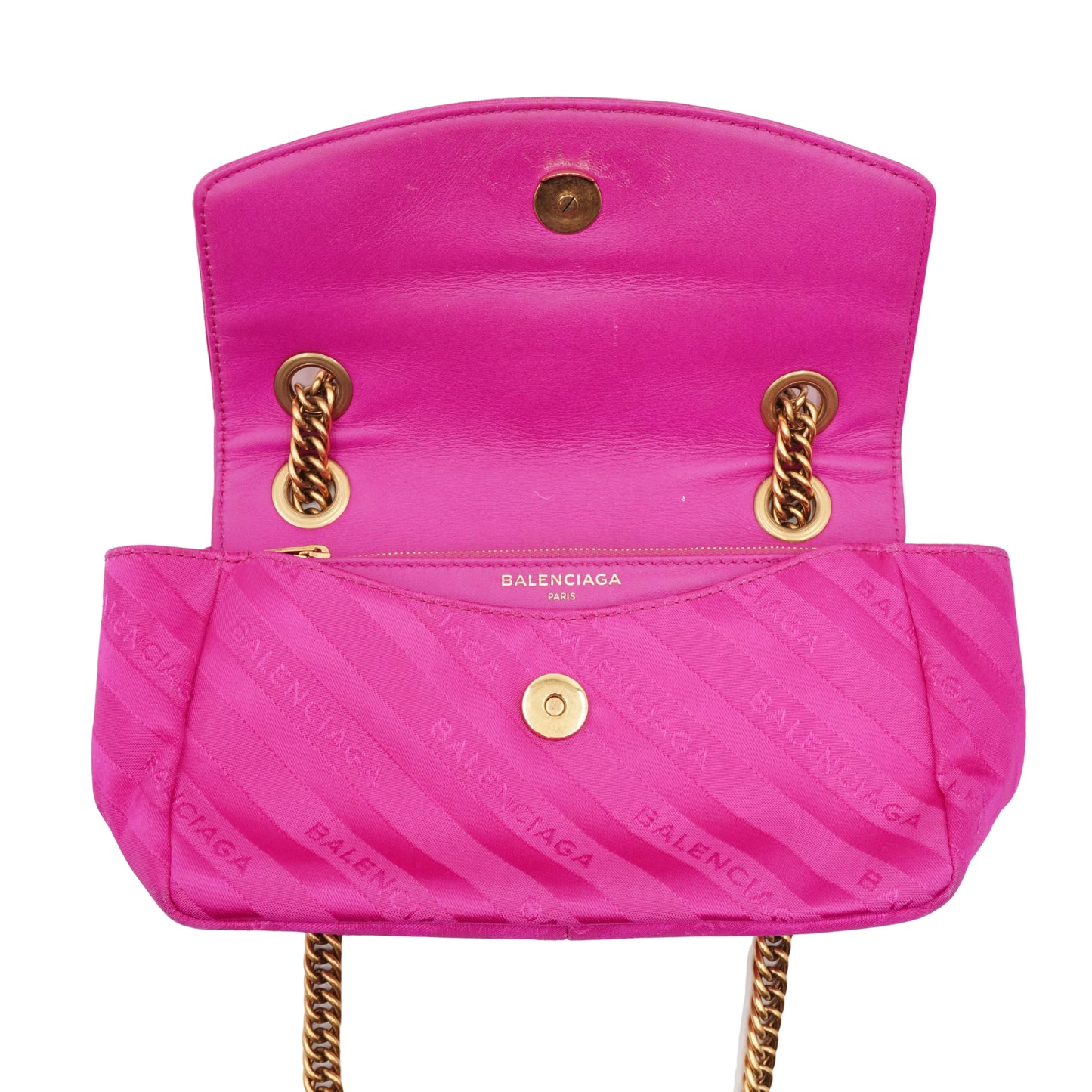 Bolsa Balenciaga Satin Jacquard BB S Round Chain Rosa