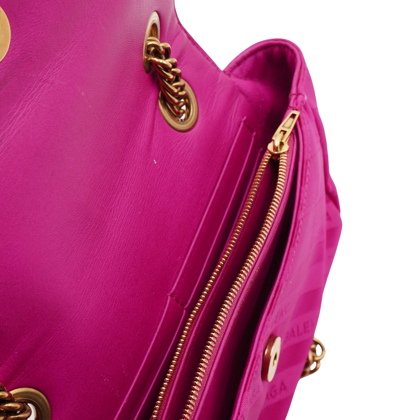 Bolsa Balenciaga Satin Jacquard BB S Round Chain Rosa