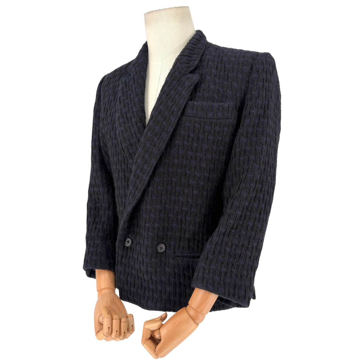 Saco Y's for Men Peak Lapel Knit Navy