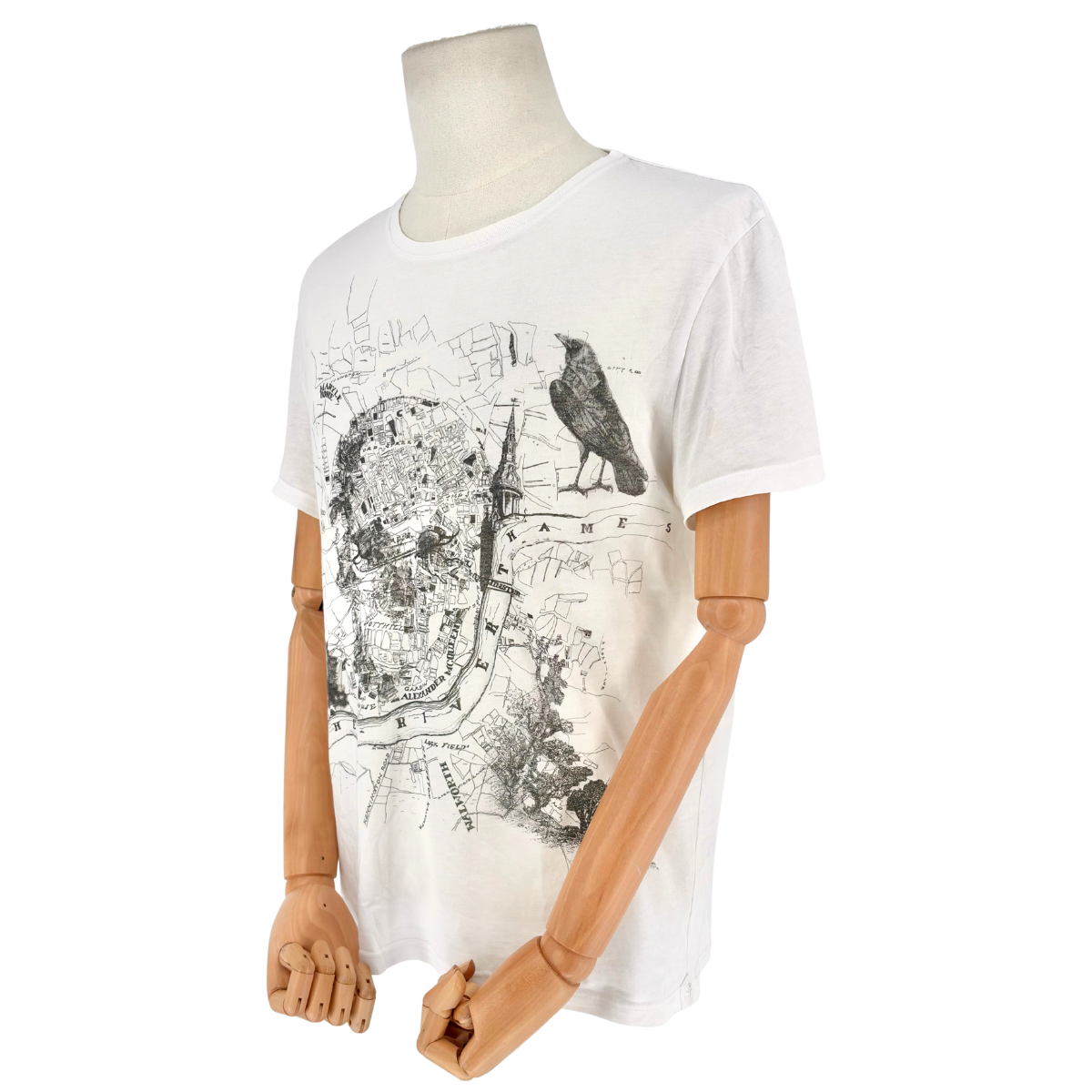 Playera Alexander McQueen London Map Skull Blanco