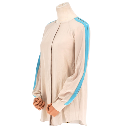 Blusa Chloé Silk Blue Stripe