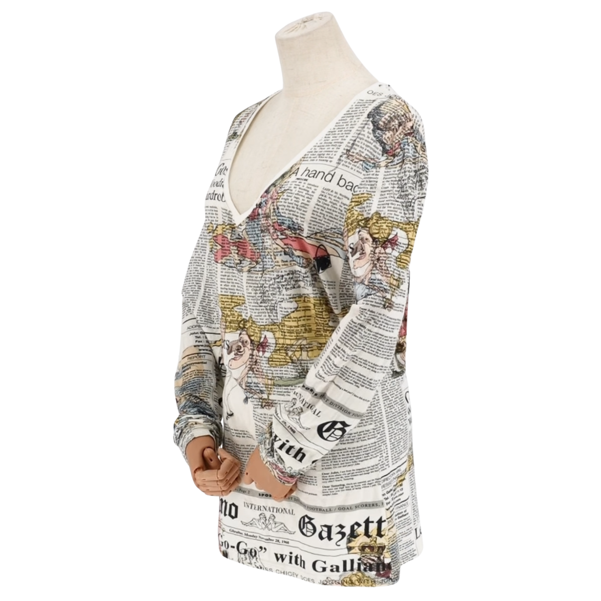 Playera John Galliano Newspaper Print Long Sleeve