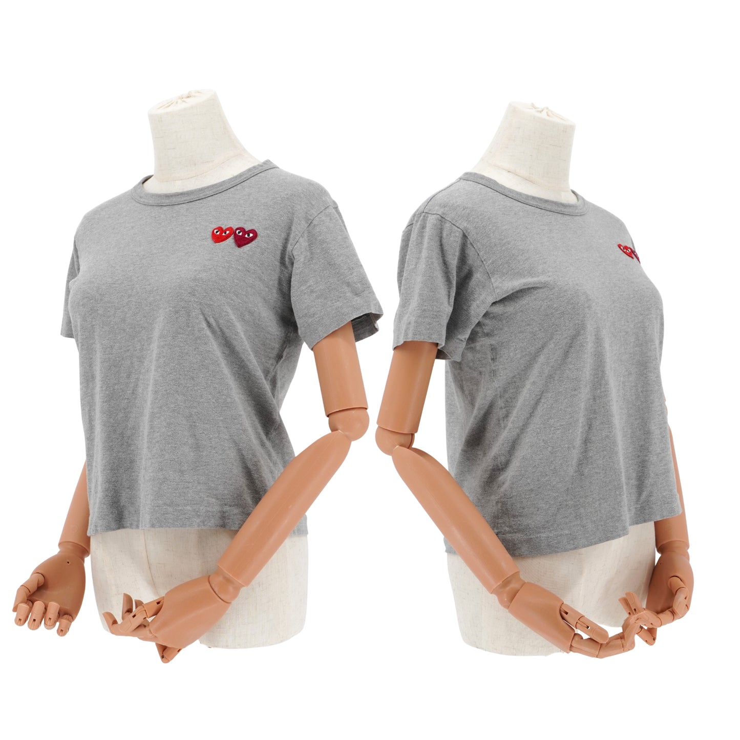 Playera Comme des Garçons Double Heart Logo Gris PLAY