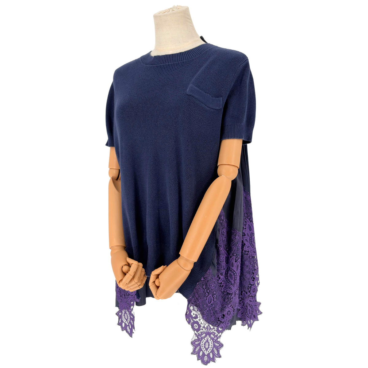 Playera Sacai Lace-Trimmed Azul