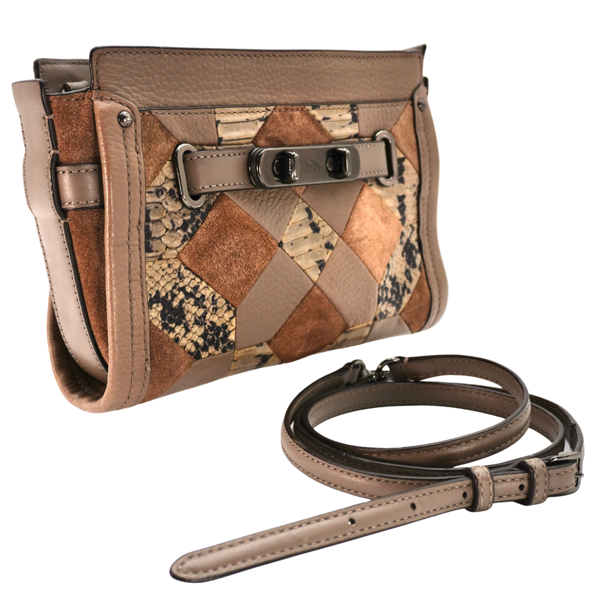 Bolsa Coach Swagger Patchwork Leather Satchel