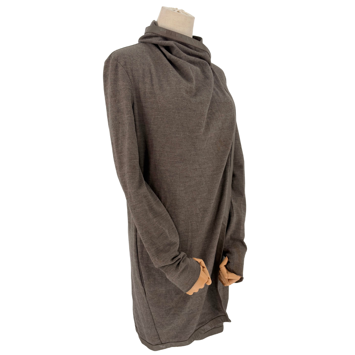 Chamarra Helmut Lang Wool Leather Trim Gris