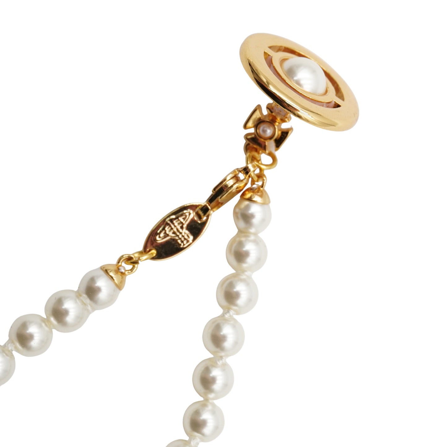 Collar Vivienne Westwood Saturno Orb Rosa con Perla .925