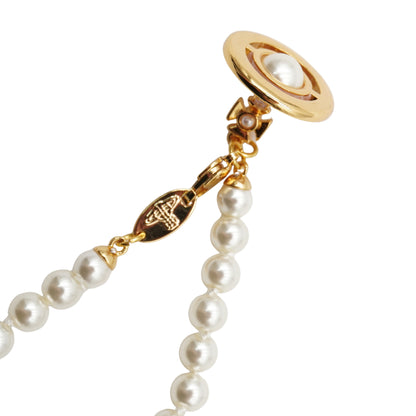 Collar Vivienne Westwood Saturno Orb Rosa con Perla .925
