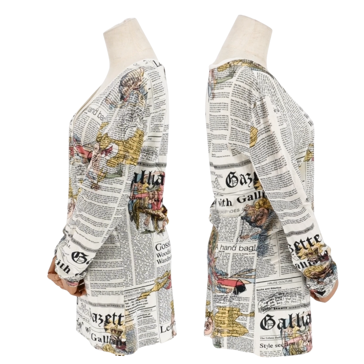 Playera John Galliano Newspaper Print Long Sleeve