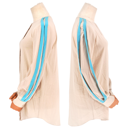 Blusa Chloé Silk Blue Stripe