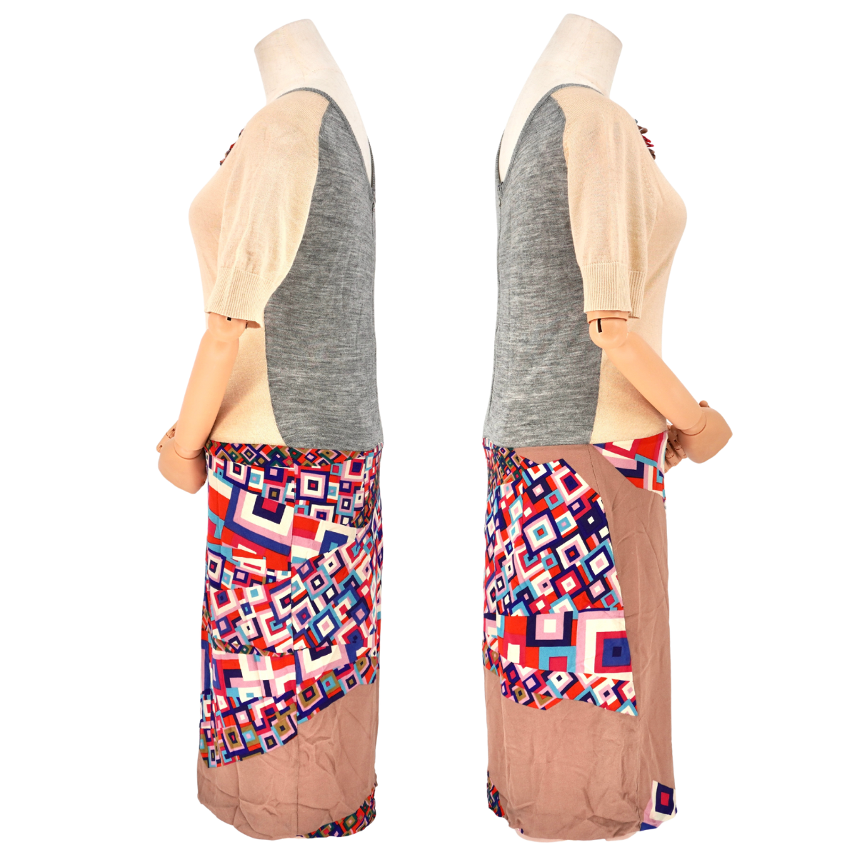 Vestido Dries Van Noten Knitted Patchwork
