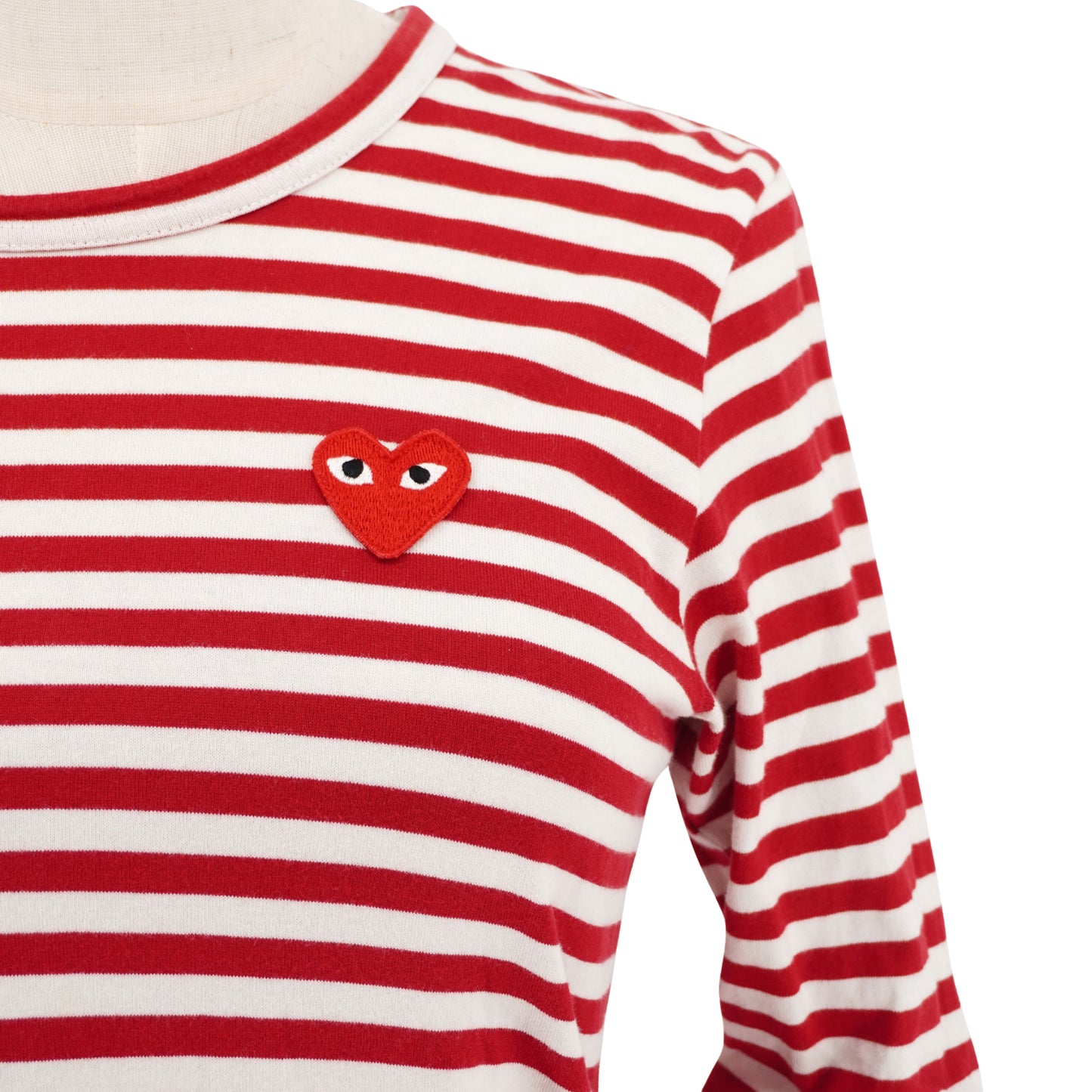 Playera Comme des Garçons Striped Red Heart Logo