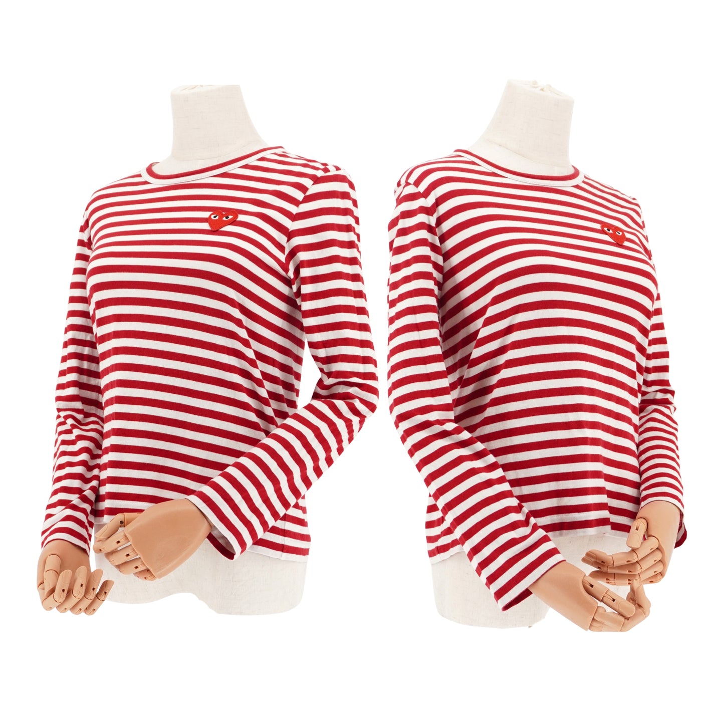 Playera Comme des Garçons Striped Red Heart Logo