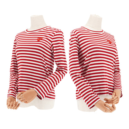 Playera Comme des Garçons Striped Red Heart Logo