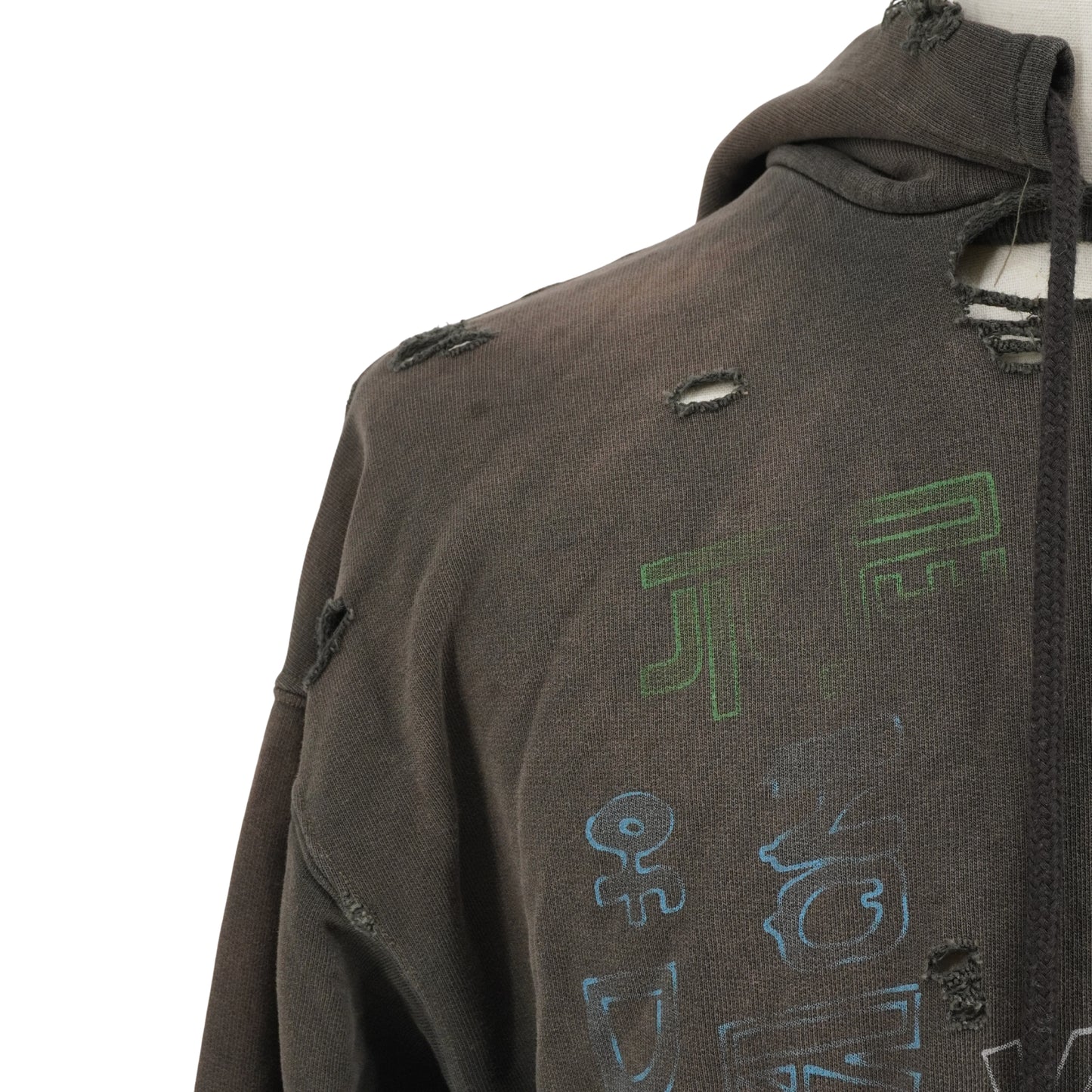 Hoodie Maison Mihara Yasuhiro Distressed Bleached Black