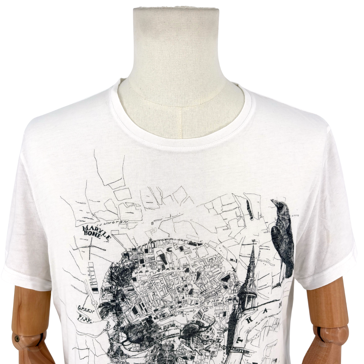 Playera Alexander McQueen London Map Skull Blanco