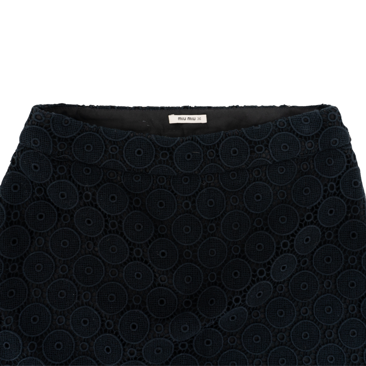Falda Mini Miu Miu de Encaje Guipur con Círculos
