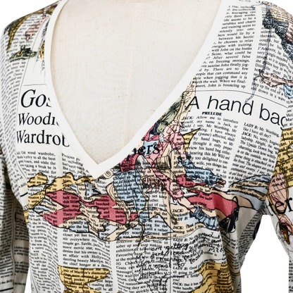 Playera John Galliano Newspaper Print Long Sleeve