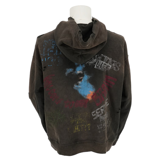 Hoodie Maison Mihara Yasuhiro Distressed Bleached Black