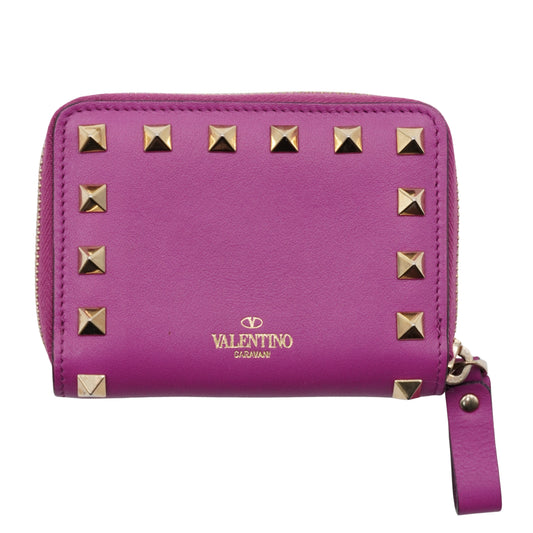 Cartera Valentino Rockstud Zip-Around Fuchsia