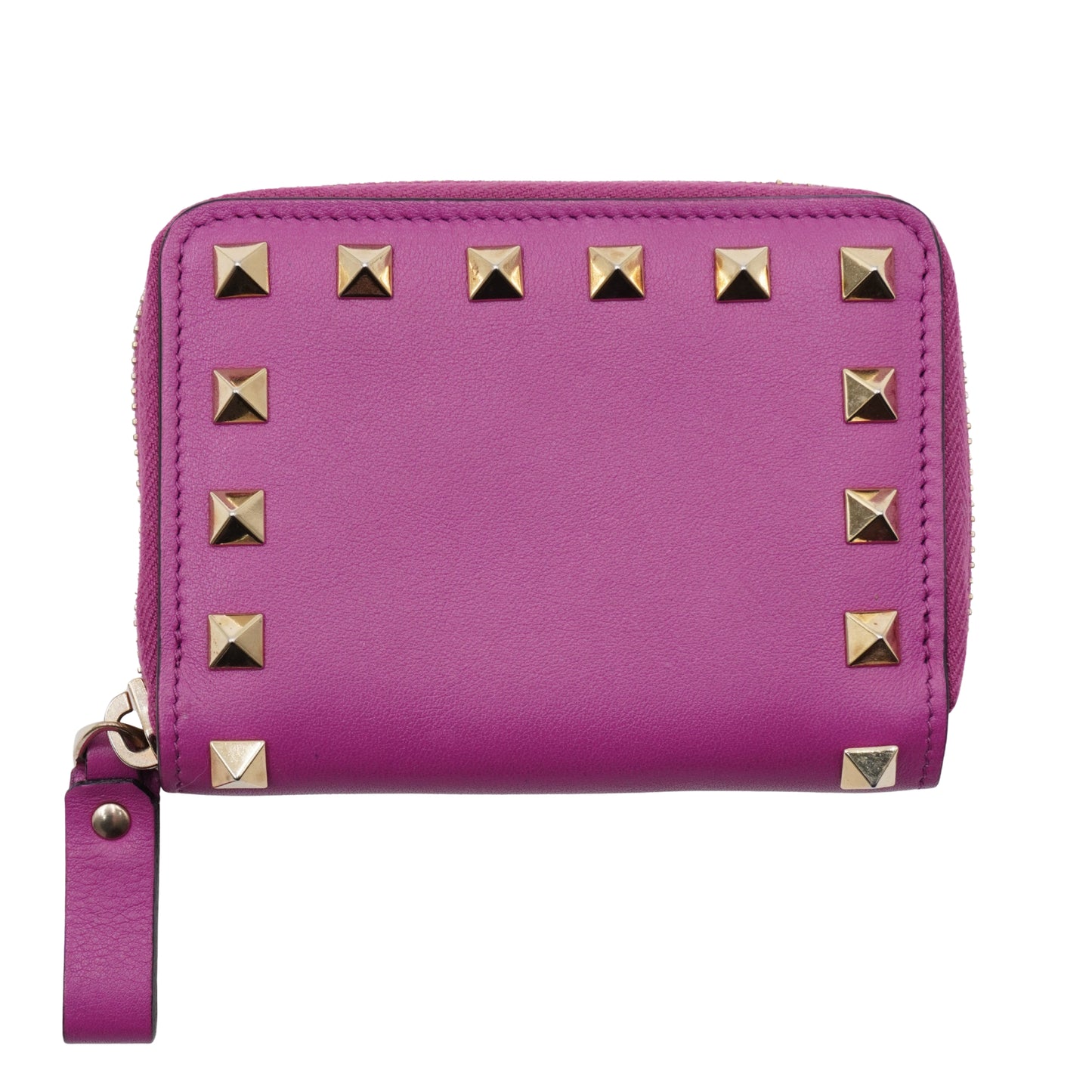 Cartera Valentino Rockstud Zip-Around Fuchsia