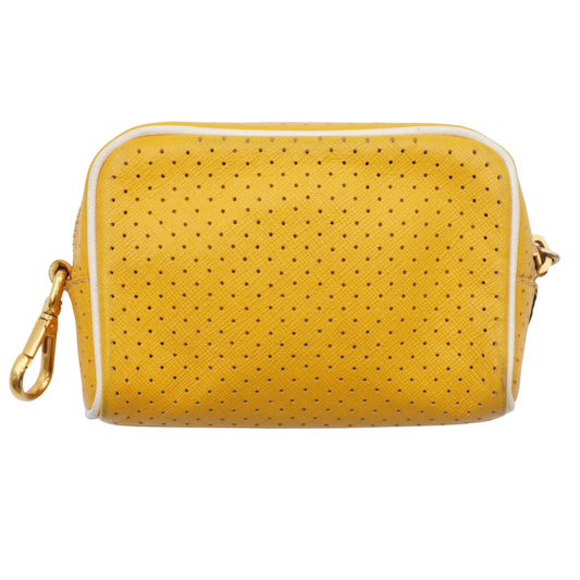 Bolsa Prada Perforated Leather Clutch Yellow