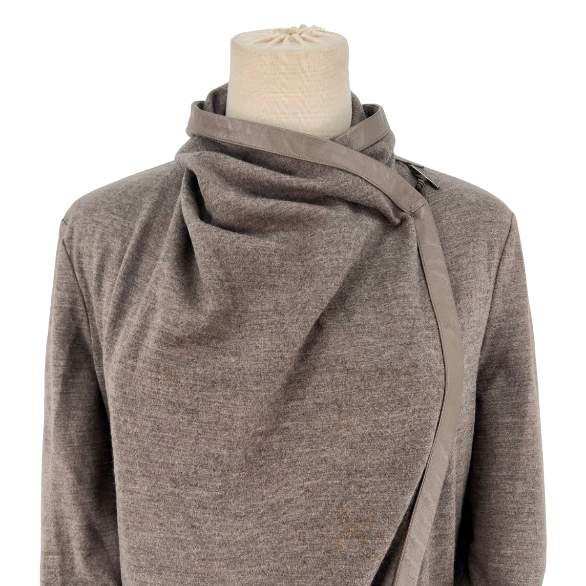 Chamarra Helmut Lang Wool Leather Trim Gris