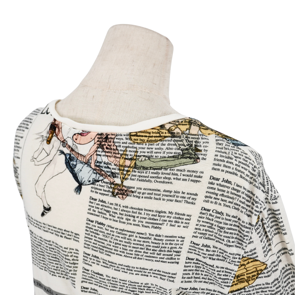 Playera John Galliano Newspaper Print Long Sleeve