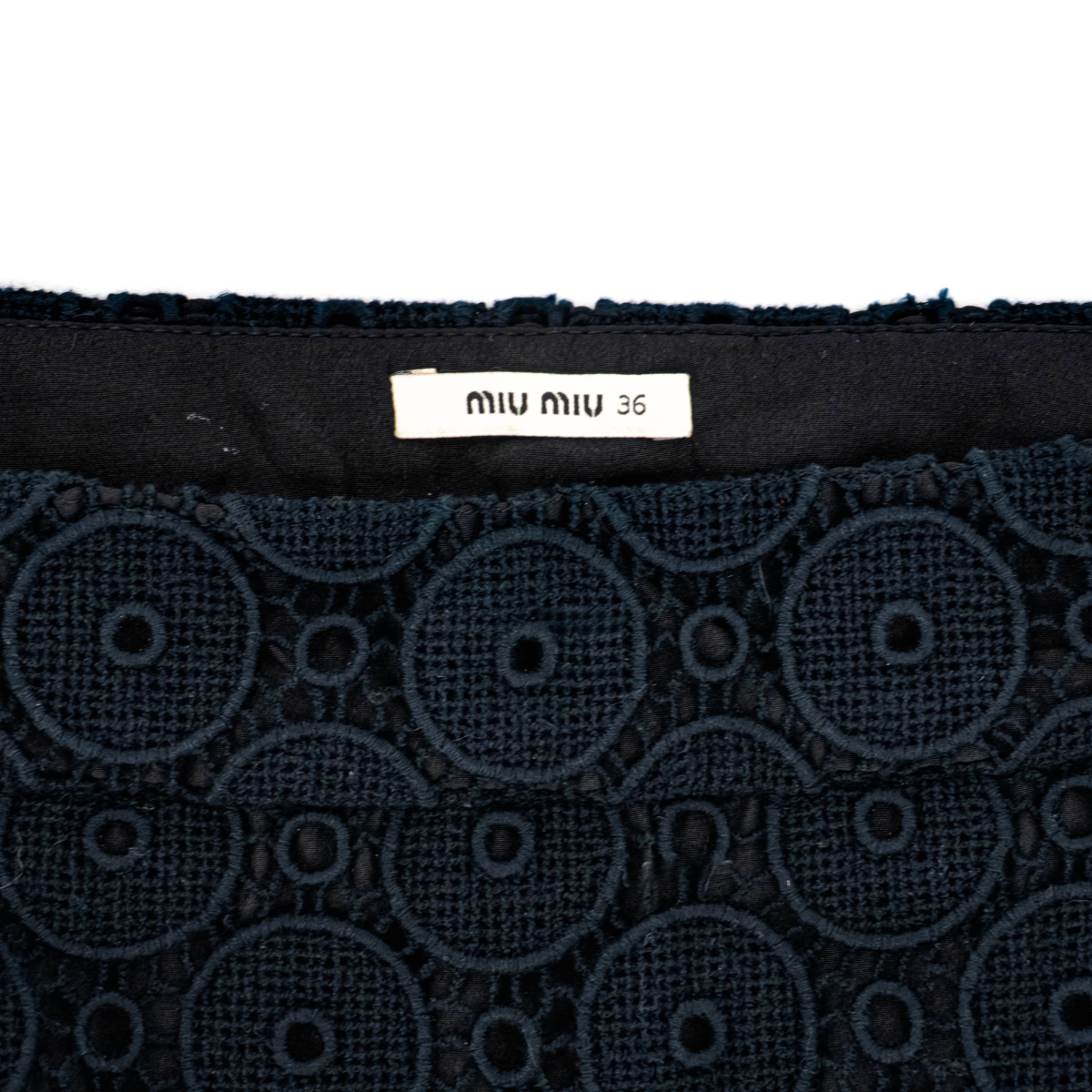 Falda Mini Miu Miu de Encaje Guipur con Círculos