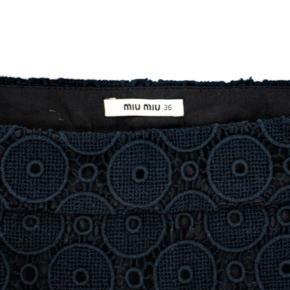 Falda Mini Miu Miu de Encaje Guipur con Círculos