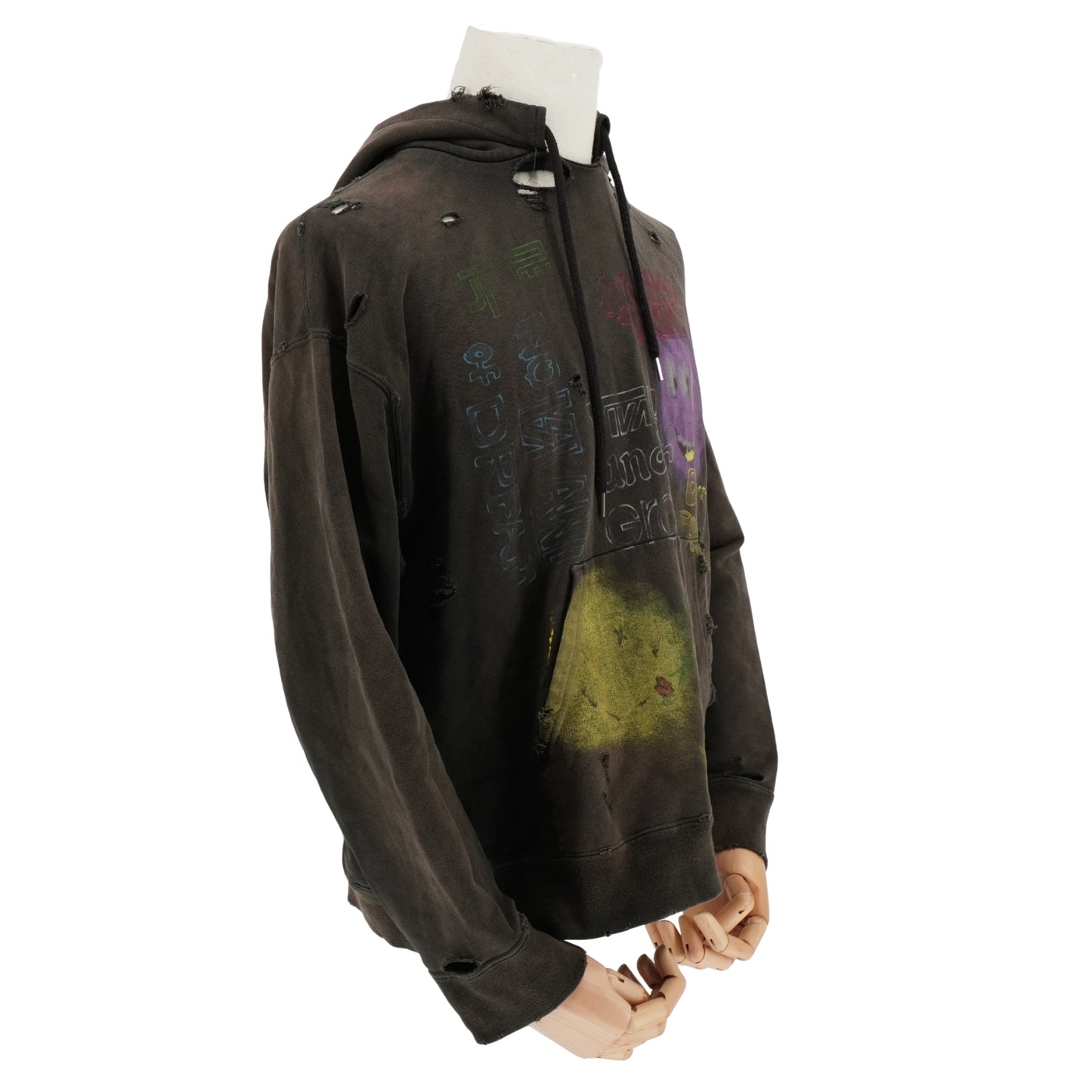 Hoodie Maison Mihara Yasuhiro Distressed Bleached Black