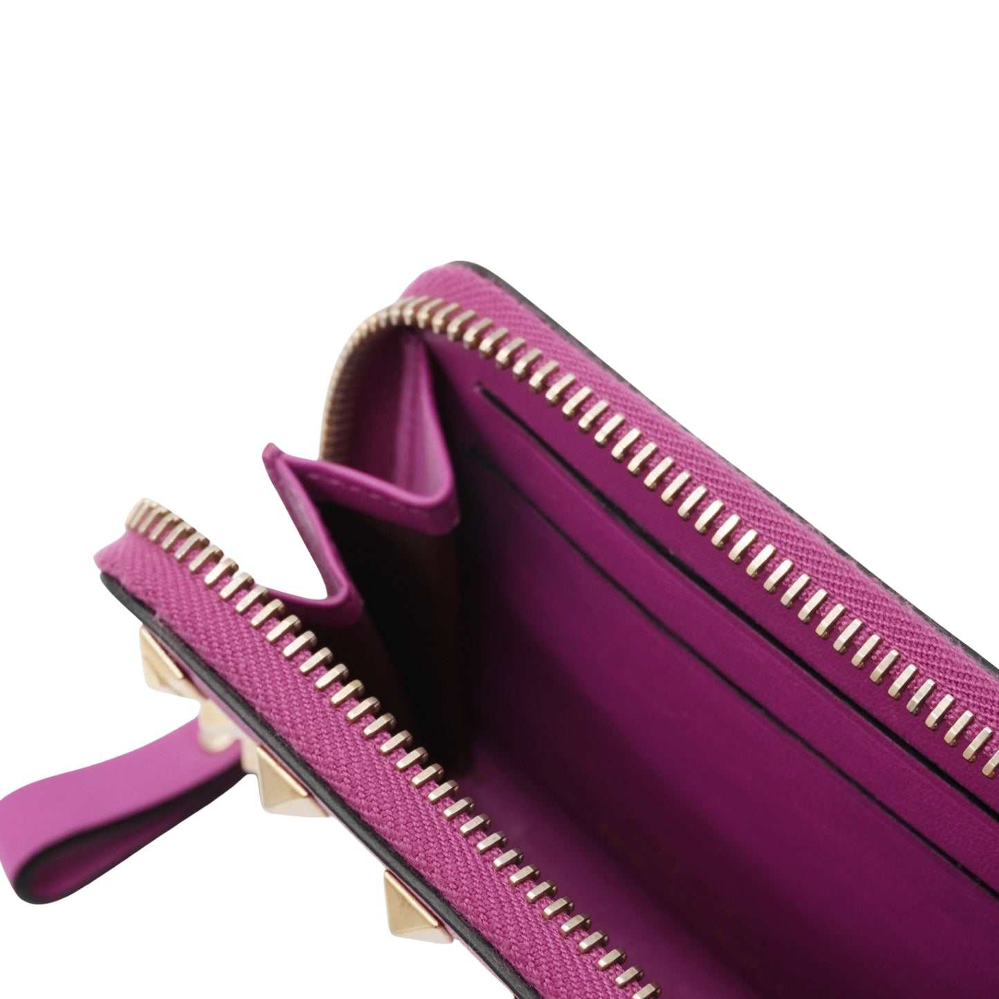 Cartera Valentino Rockstud Zip-Around Fuchsia