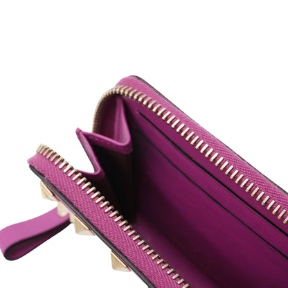 Cartera Valentino Rockstud Zip-Around Fuchsia