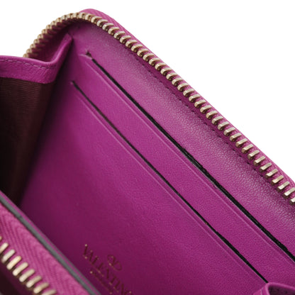 Cartera Valentino Rockstud Zip-Around Fuchsia