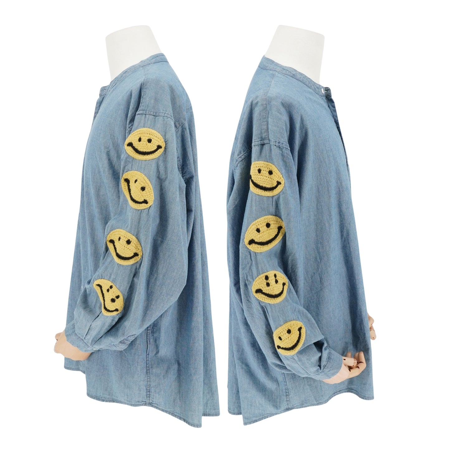 Camisa Kapital denim con parches smiley