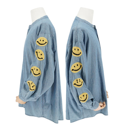 Camisa Kapital denim con parches smiley