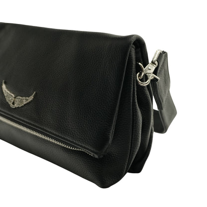 Zadig & Voltaire Bolsa Rock Clutch Grained Leather Black
