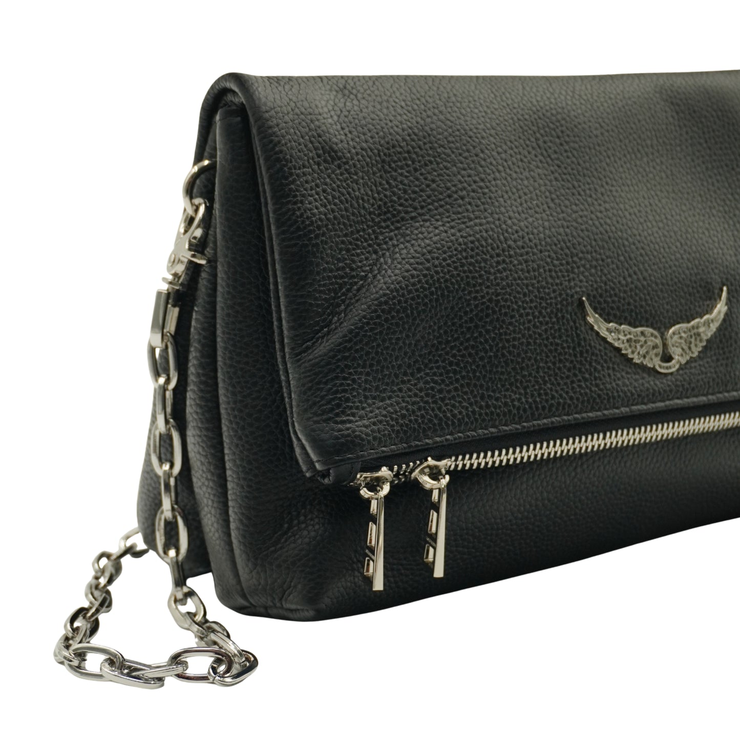 Zadig & Voltaire Bolsa Rock Clutch Grained Leather Black