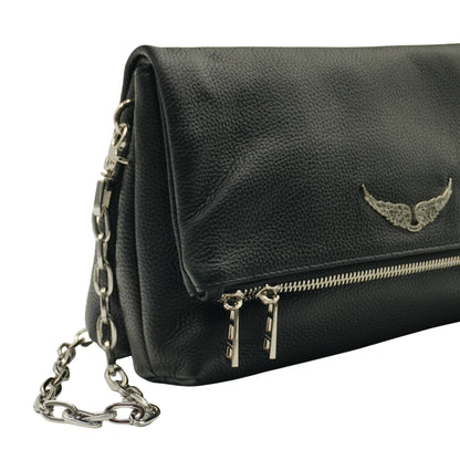 Zadig & Voltaire Bolsa Rock Clutch Grained Leather Black