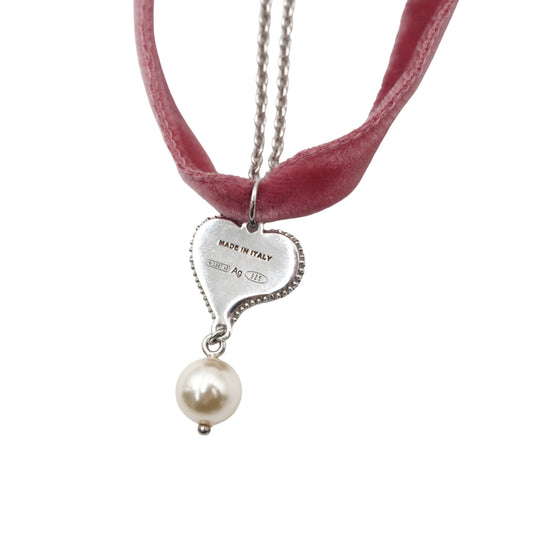 Collar Miu Miu heart charm ribbon braceletu Pink