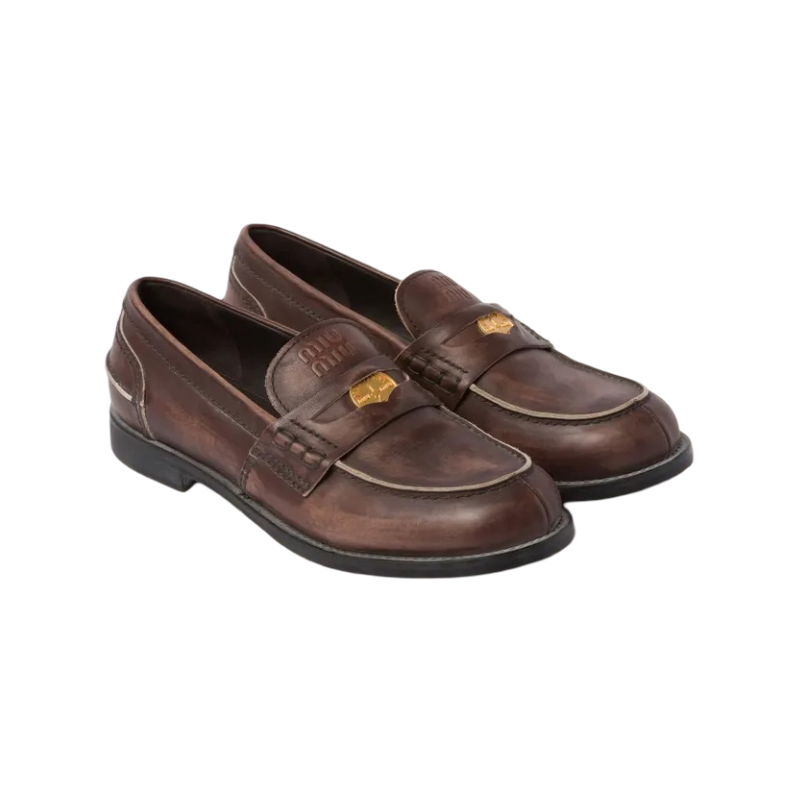 Mocasines Miu Miu Penny Originales Cafe