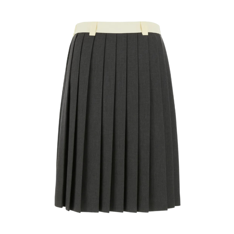 Miu Miu Falda Midi Con Diseño Plisado