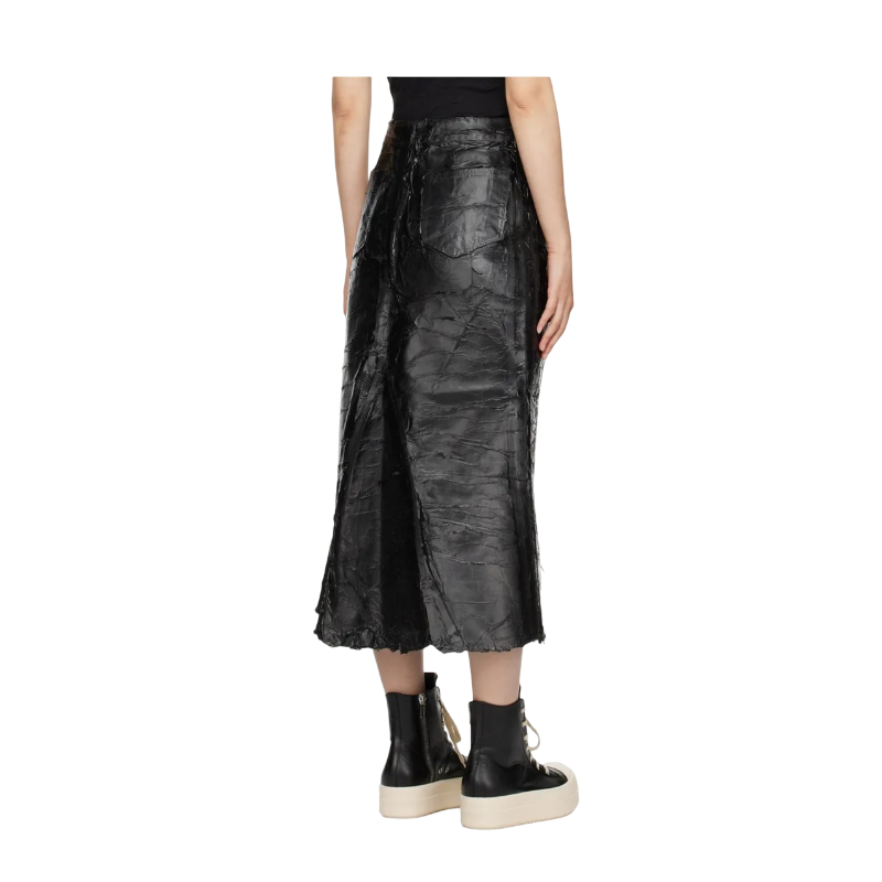 Falda Rick Owens Drkshdw Black Porterville Godet Denim Midi FW24