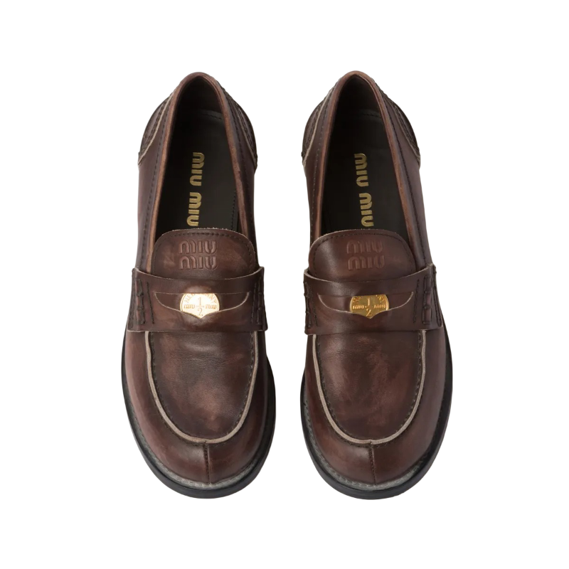 Mocasines Miu Miu Penny Originales Cafe