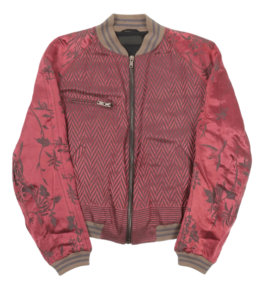 Haider Ackermann Fw15 Cheveron Silk/linen Floral Bomber